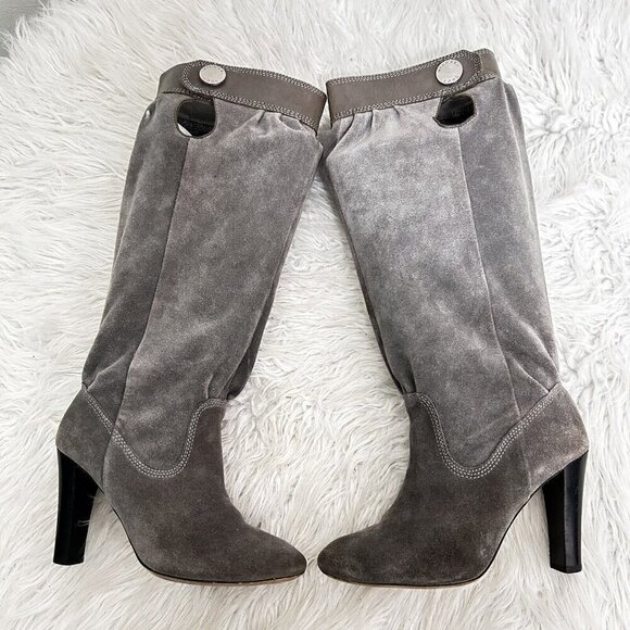 MICHAEL MICHAEL KORS Tall Slouchy Shaft Boots Stale Grey Suede Leather Size 7 M - Picture 10 of 15